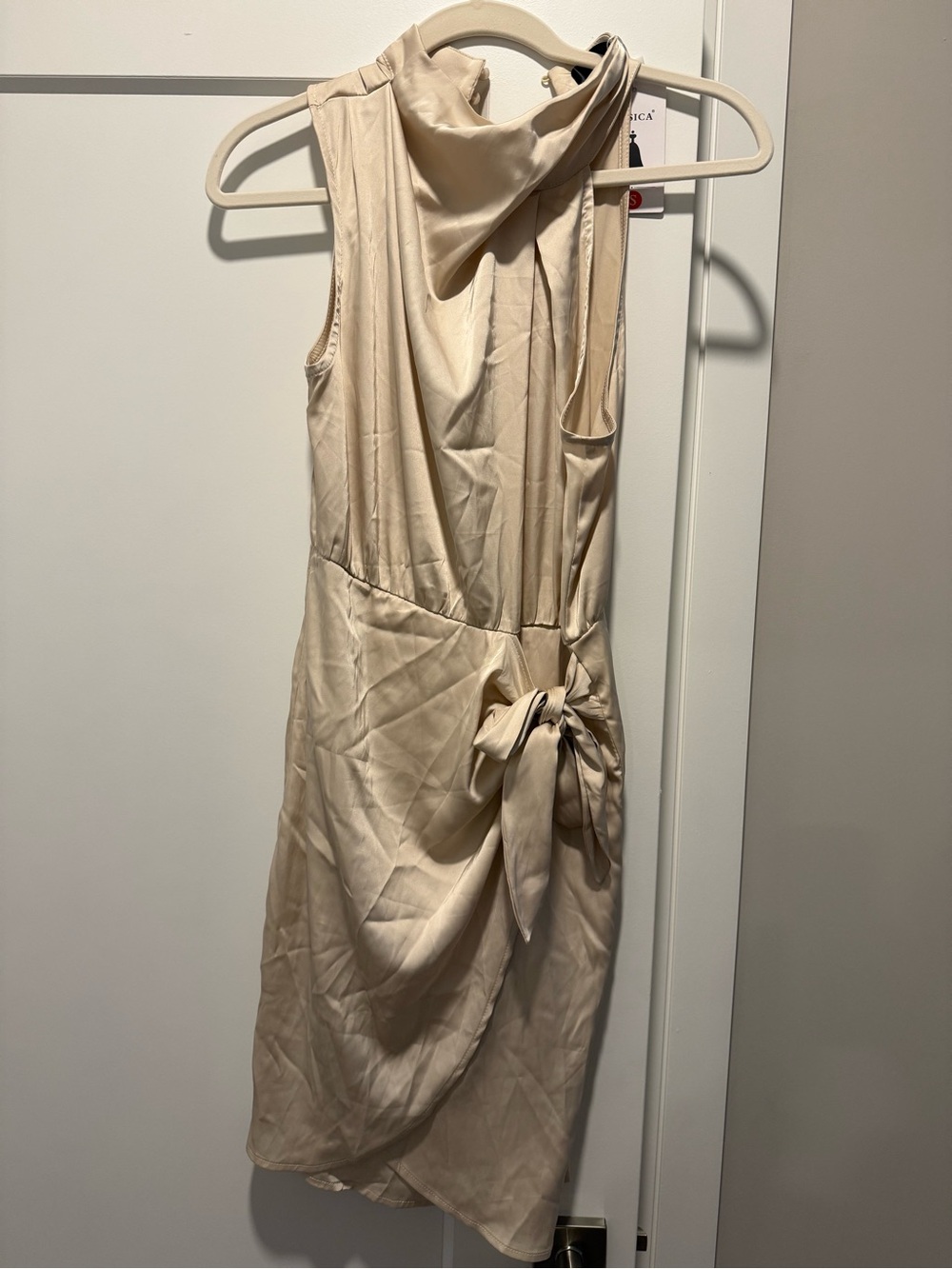 Sleeveless Tie-Waist Satin Dress